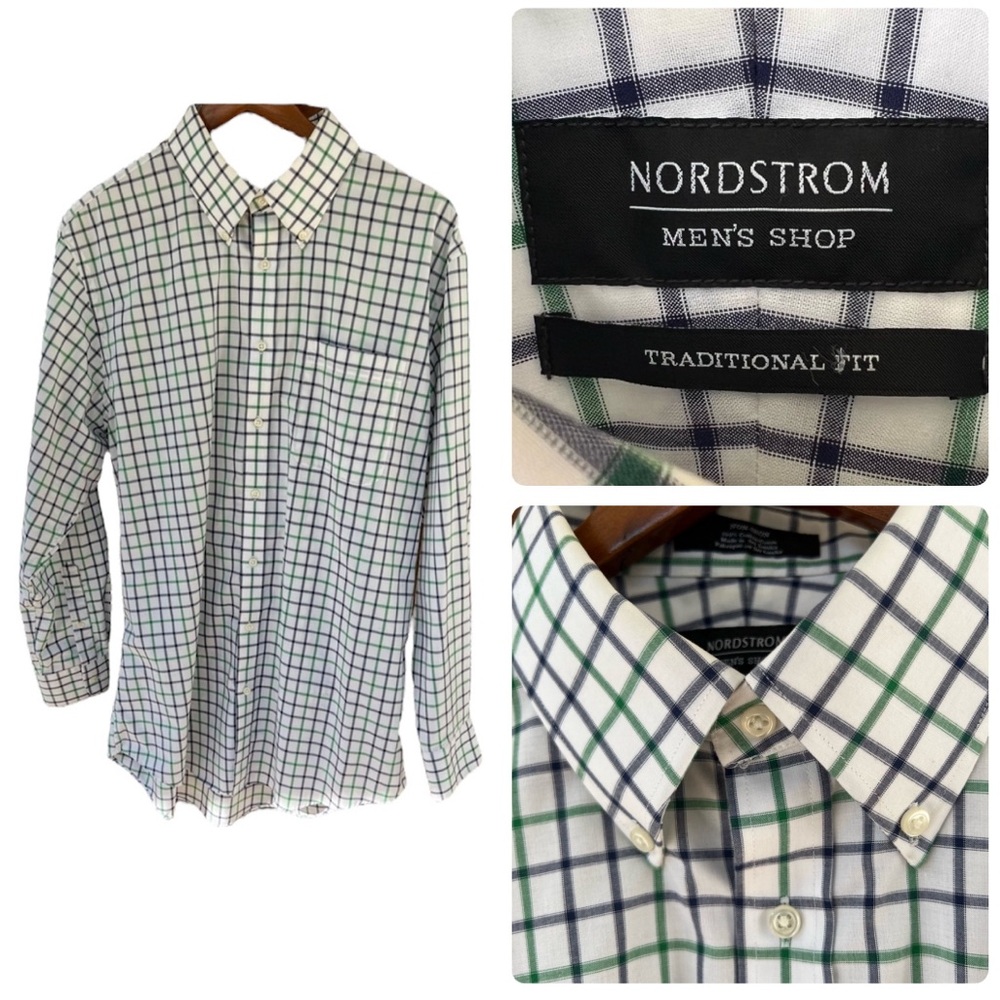Nordstrom Men’s Shop Long Sleeve Button Down Shirt Non Iron Cotton 16 1/2 - 34